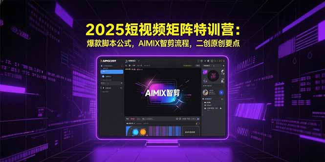 2025短视频矩阵特训营：爆款脚本公式，AIMIX智剪流程，二创原创要点祝你网-副业赚钱-互联网创业-资源整合祝你网