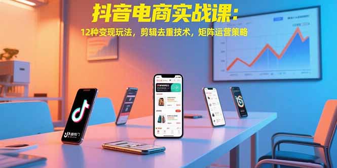 抖音电商实战课：12种变现玩法，剪辑去重技术，矩阵运营策略祝你网-副业赚钱-互联网创业-资源整合祝你网