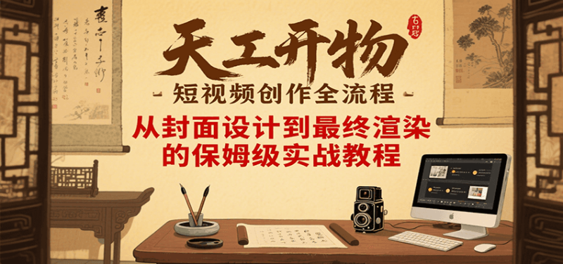 天工开物短视频创作全流程，从封面设计到最终渲染的保姆级实战教程祝你网-副业赚钱-互联网创业-资源整合祝你网