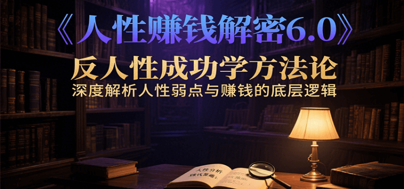 人性赚钱解密6.0，反人性成功学方法论，深度解析人性弱点与赚钱的底层逻辑祝你网-副业赚钱-互联网创业-资源整合祝你网