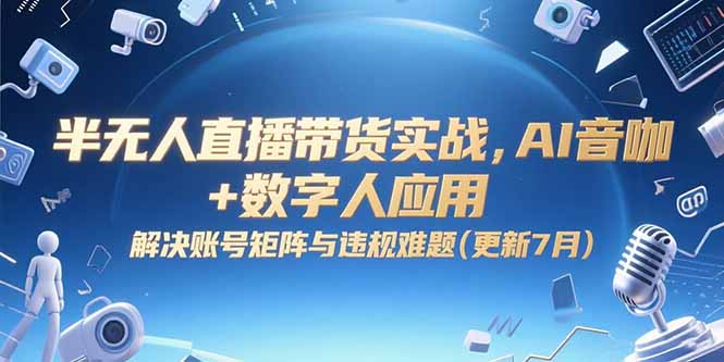 半无人直播带货实战，AI音咖+数字人应用 解决账号矩阵与违规难题(更新7月祝你网-副业赚钱-互联网创业-资源整合祝你网