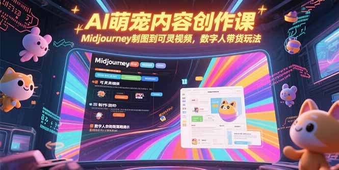 AI萌宠内容创作课，Midjourney制图到可灵视频，数字人带货玩法祝你网-副业赚钱-互联网创业-资源整合祝你网
