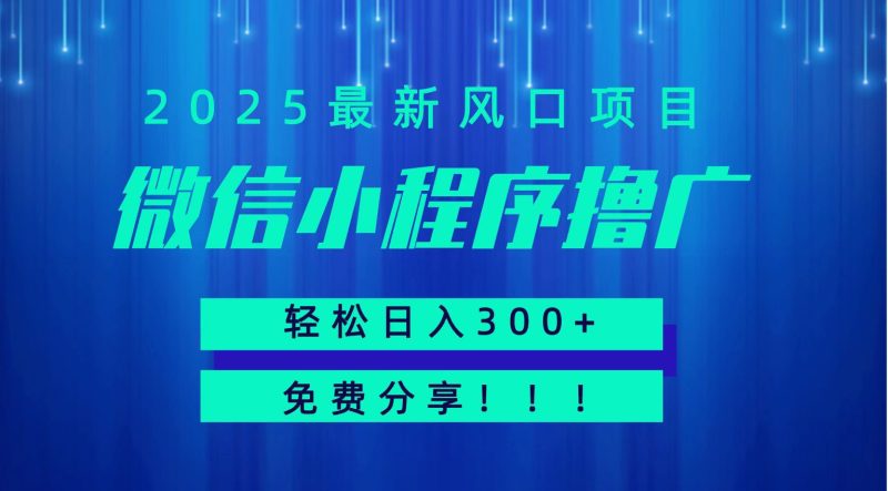 微信小程序撸广，最新风口项目，日入300+ 免费分享 可批量操作 小白可轻松上手！！祝你网-副业赚钱-互联网创业-资源整合祝你网