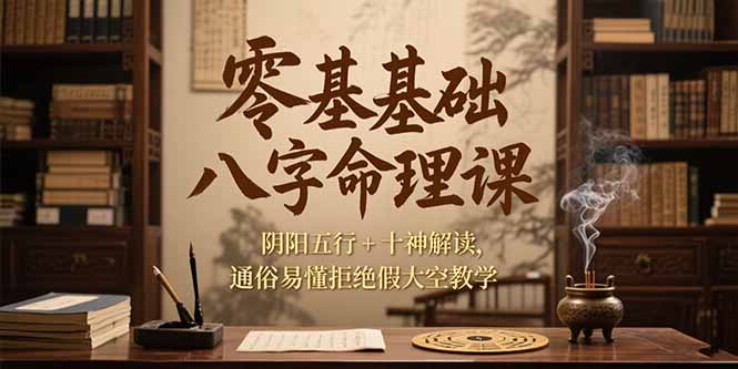 零基础八字命理课，阴阳五行+十神解读，通俗易懂拒绝假大空教学祝你网-副业赚钱-互联网创业-资源整合祝你网