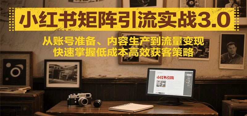 小红书矩阵引流3.0，从账号准备、内容生产到流量变现，快速掌握低成本高效获客策略祝你网-副业赚钱-互联网创业-资源整合祝你网