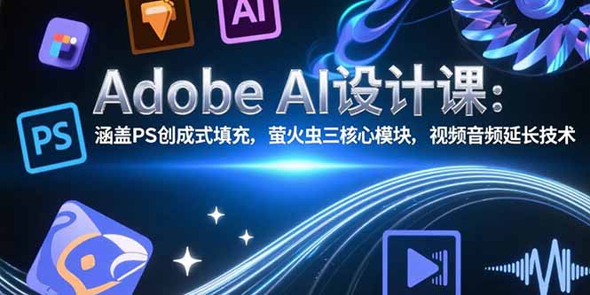 Adobe AI设计课：涵盖PS创成式填充，萤火虫三核心模块，视频音频延长技术祝你网-副业赚钱-互联网创业-资源整合祝你网