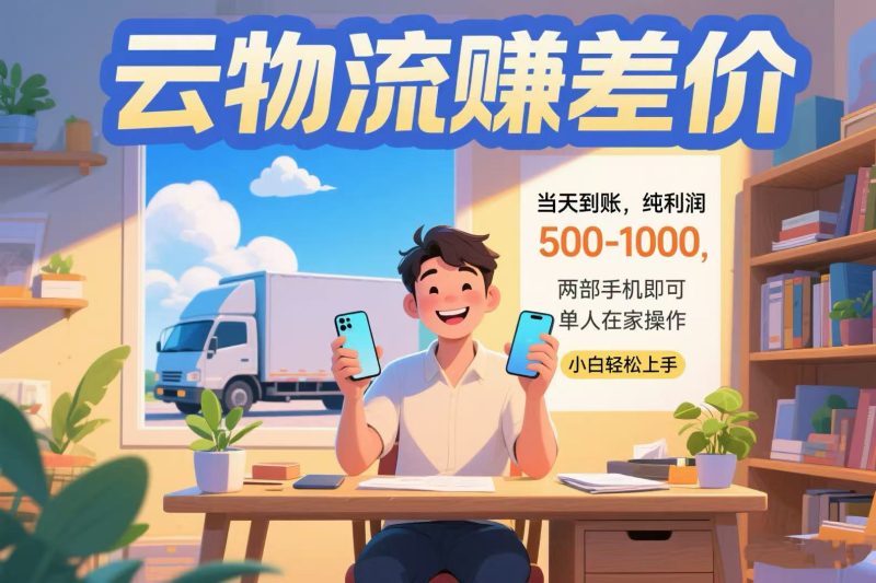 云物流赚差价 当天到账纯利润500-1000 两部手机即可 可单人在家操作 小…祝你网-副业赚钱-互联网创业-资源整合祝你网