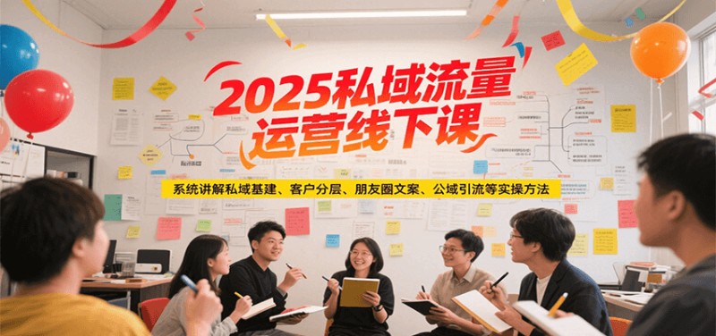 2025私域流量运营线下课，系统讲解私域基建/客户分层/朋友圈文案/公域引流等实操方法祝你网-副业赚钱-互联网创业-资源整合祝你网