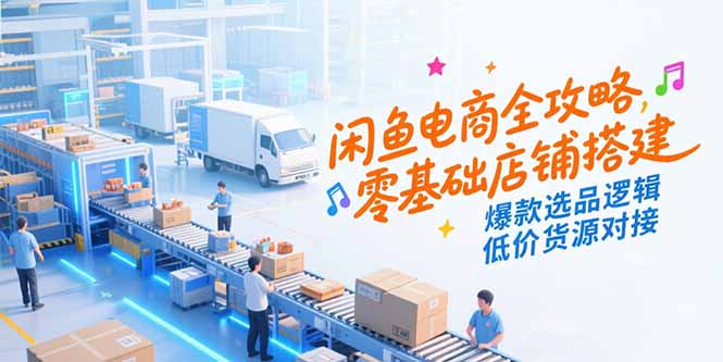 闲鱼电商全攻略，零基础店铺搭建，爆款选品逻辑，低价货源对接祝你网-副业赚钱-互联网创业-资源整合祝你网