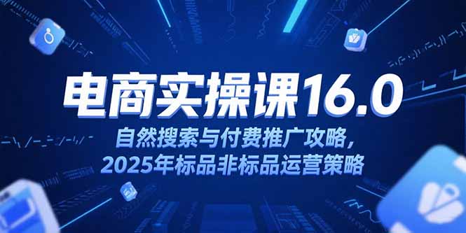 淘宝电商运营课16.0，自然搜索与付费推广攻略，2025年标品非标品运营策略祝你网-副业赚钱-互联网创业-资源整合祝你网