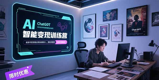 AI智能变现训练营，ChatGPT写作变现，电影解说制作，图文带货方法论祝你网-副业赚钱-互联网创业-资源整合祝你网