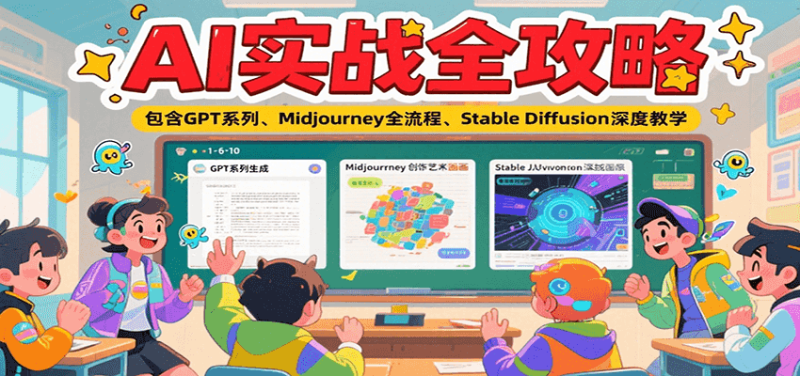 AI实战全攻略，包含GPT系列、Midjourney全流程、Stable Diffusion深度教学祝你网-副业赚钱-互联网创业-资源整合祝你网