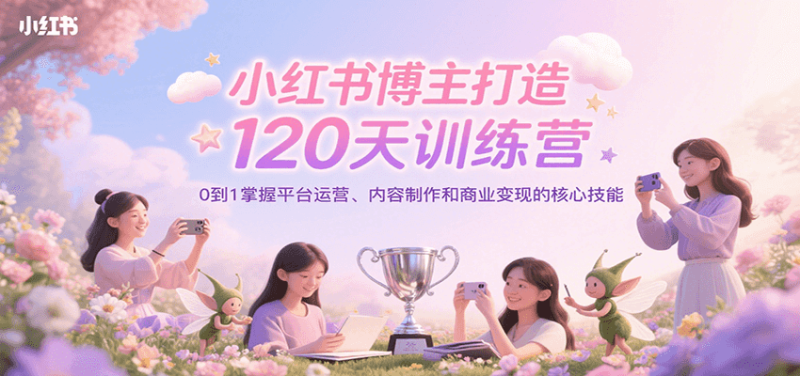 小红书博主打造120天训练营，0到1掌握平台运营、内容制作和商业变现祝你网-副业赚钱-互联网创业-资源整合祝你网