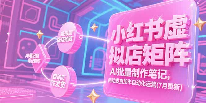 小红书虚拟店矩阵，AI批量制作笔记，自动发货加半自动化运营(7月更新祝你网-副业赚钱-互联网创业-资源整合祝你网