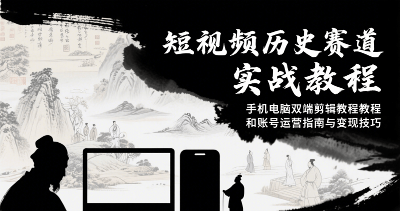 短视频历史赛道实战教程，手机电脑双端剪辑教程和账号运营指南与变现技巧祝你网-副业赚钱-互联网创业-资源整合祝你网