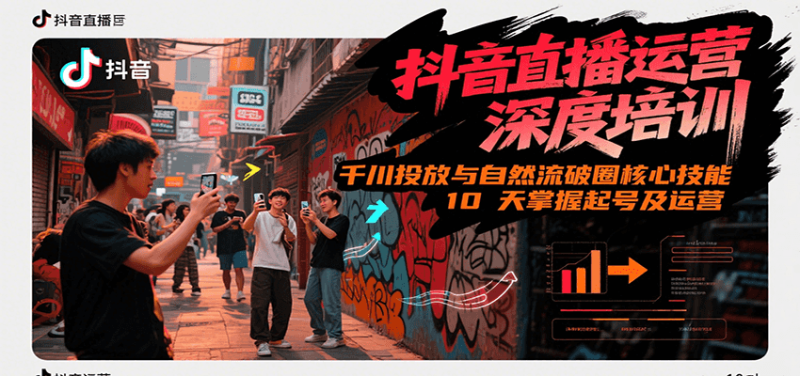 抖音直播运营深度培训，千川投放与自然流核心技能，10天掌握起号及运营(6-7月新课)祝你网-副业赚钱-互联网创业-资源整合祝你网