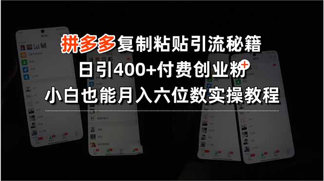拼多多复制粘贴引流秘籍，日引400+付费创业粉，小白也能月入六位数实操…祝你网-副业赚钱-互联网创业-资源整合祝你网