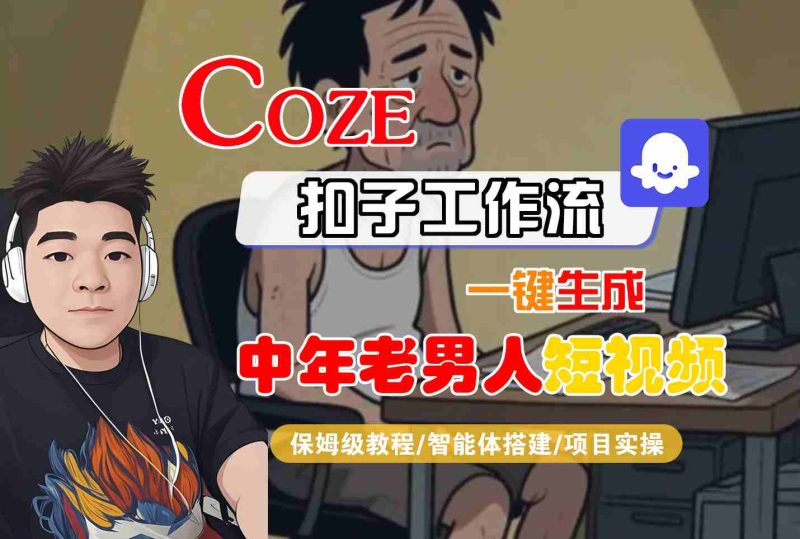 COZE扣子工作流一键生成中年老男人短视频，保姆级教程-智能体搭建-项目实操祝你网-副业赚钱-互联网创业-资源整合祝你网