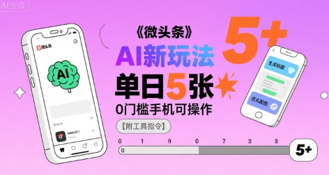 微头条AI新玩法，小白单日5张+，0门槛手机可操作【附工具指令】祝你网-副业赚钱-互联网创业-资源整合祝你网