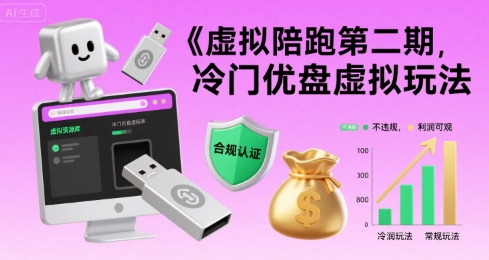 虚拟陪跑第二期，冷门优盘虚拟玩法，不违规，利润可观祝你网-副业赚钱-互联网创业-资源整合祝你网