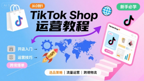 TikTok Shop从0到1运营教程，TikTok跨境电商新手必学课程祝你网-副业赚钱-互联网创业-资源整合祝你网