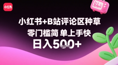 小红书+B站评论区种草，零门槛简单上手快 ，1分钟一单，只需复制粘贴评论就有钱祝你网-副业赚钱-互联网创业-资源整合祝你网