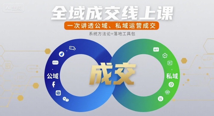 全域成交线上课，一次讲透公域、私域运营成交祝你网-副业赚钱-互联网创业-资源整合祝你网
