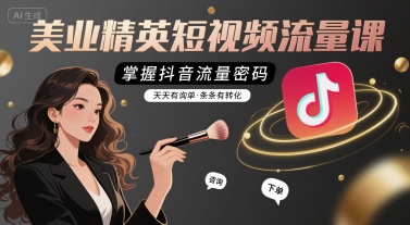 美业精英短视频流量课，掌握抖音流量密码，天天有询单，条条有转化祝你网-副业赚钱-互联网创业-资源整合祝你网