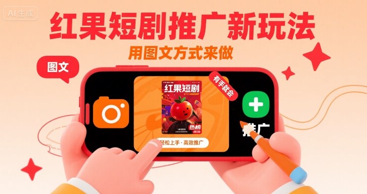红果短剧推广新玩法，用图文方式来做，有手就会祝你网-副业赚钱-互联网创业-资源整合祝你网