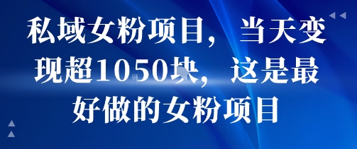 私域女粉项目，当天变现超1k，这是最好做的女粉项目，可放大操作祝你网-副业赚钱-互联网创业-资源整合祝你网