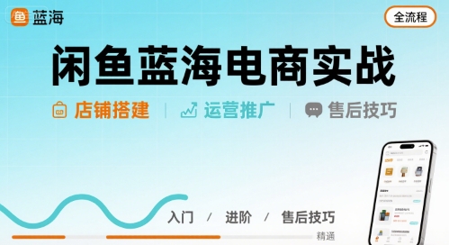 闲鱼蓝海电商实战，店铺搭建运营售后全流程祝你网-副业赚钱-互联网创业-资源整合祝你网