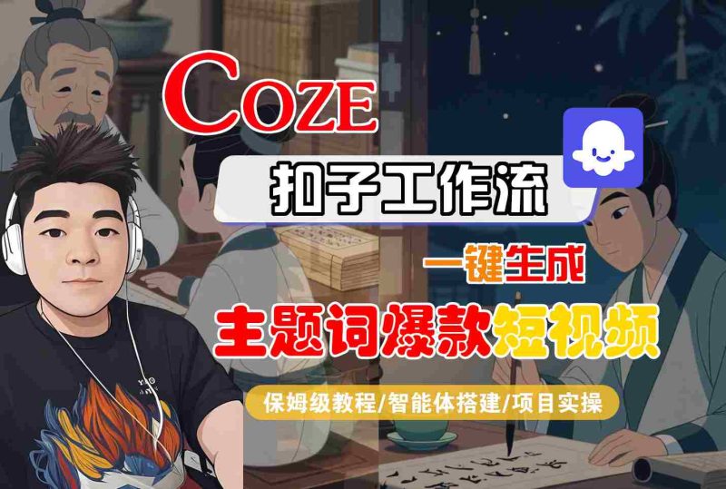 COZE扣子工作流一键生成主题词爆款短视频，保姆级教程-智能体搭建-项目实操祝你网-副业赚钱-互联网创业-资源整合祝你网