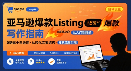 亚马逊爆款Listing写作方法，亚马逊0基础小白也能写爆款自带流量的Listing祝你网-副业赚钱-互联网创业-资源整合祝你网
