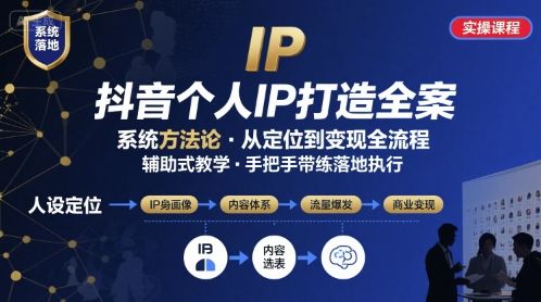 抖音个人IP系统落地实操大课，实操课程，辅助落地祝你网-副业赚钱-互联网创业-资源整合祝你网