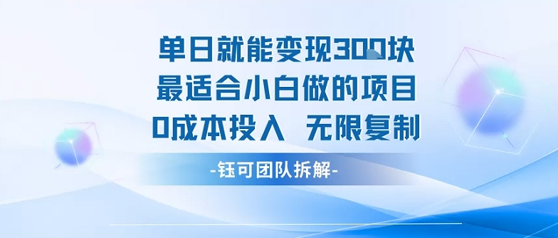 单日就能变现3张最适合小白做的项目0成本投入 无限复制祝你网-副业赚钱-互联网创业-资源整合祝你网
