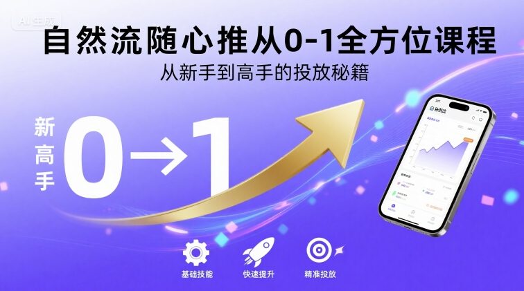 自然流随心推从0-1全方位课程，从新手到高手的投放秘籍祝你网-副业赚钱-互联网创业-资源整合祝你网