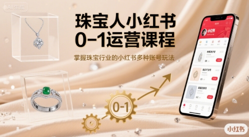 珠宝人小红书0-1运营课程，掌握珠宝行业的小红书多种账号玩法祝你网-副业赚钱-互联网创业-资源整合祝你网