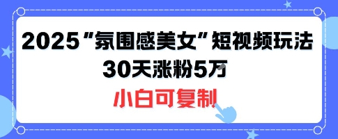 不露脸也能火！2025“氛围感美女”短视频玩法，30天涨粉5W小白可复制祝你网-副业赚钱-互联网创业-资源整合祝你网