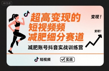 超高变现的短视频减肥细分赛道，减肥账号抖音实战训练营祝你网-副业赚钱-互联网创业-资源整合祝你网