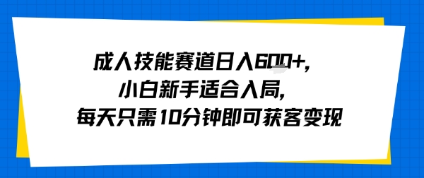 成人技能赛道日入多张，小白新手适合入局，每天只需10分钟即可获客变现祝你网-副业赚钱-互联网创业-资源整合祝你网
