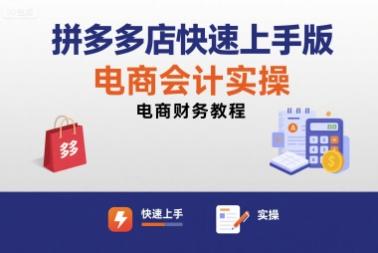 拼多多店快速上手版电商会计实操-电商财务教程祝你网-副业赚钱-互联网创业-资源整合祝你网