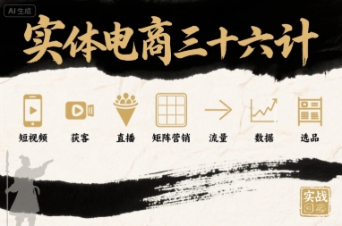 实体电商三十六计，短视频-获客-直播-矩阵营销-流量-数据-选品祝你网-副业赚钱-互联网创业-资源整合祝你网