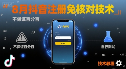 8月抖音注册免核对技术，不保证百分百，自测祝你网-副业赚钱-互联网创业-资源整合祝你网