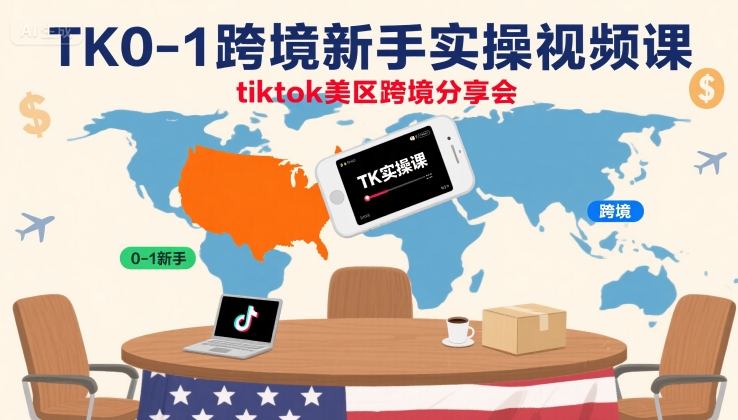 TK0-1跨境新手实操视频课，tiktok美区跨境分享会祝你网-副业赚钱-互联网创业-资源整合祝你网