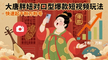 大唐胖妞对口型爆款短视频玩法，快速起千粉万粉号祝你网-副业赚钱-互联网创业-资源整合祝你网