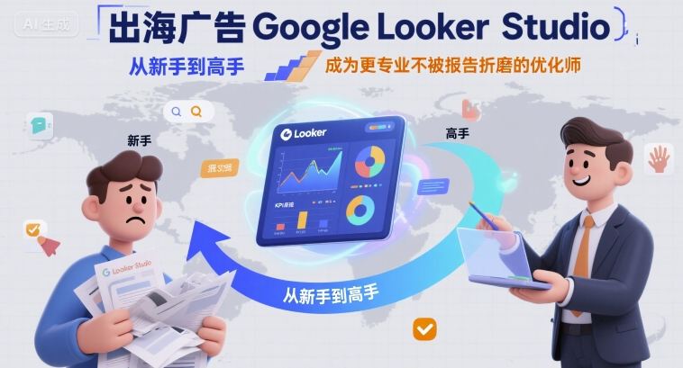 出海广告Google Looker Studio从新手到高手，成为更专业不被报告折磨的优化师祝你网-副业赚钱-互联网创业-资源整合祝你网