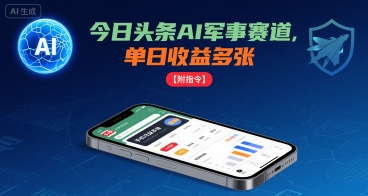 今日头条AI军事赛道，单日收益多张 ，手机可做【附指令】祝你网-副业赚钱-互联网创业-资源整合祝你网