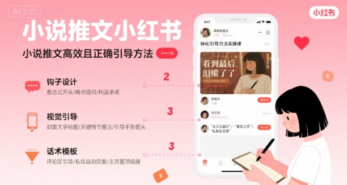 小说推文小红书高转化引导方法实操课，小说推文高效且正确引导方法祝你网-副业赚钱-互联网创业-资源整合祝你网