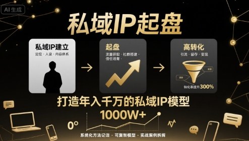 私域IP起盘，私域ip建立、起盘、高转化，打造年入千万的私域ip模型祝你网-副业赚钱-互联网创业-资源整合祝你网