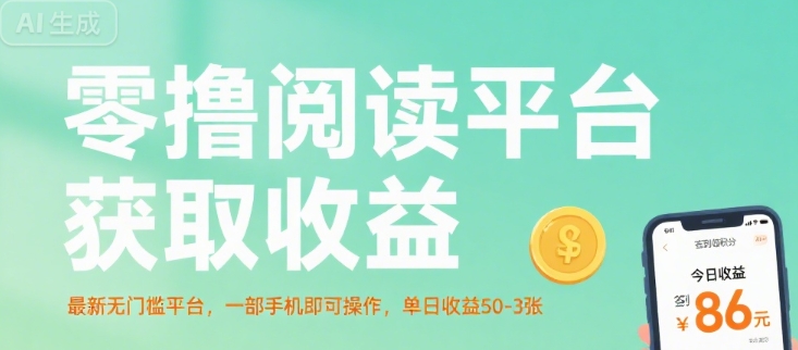 零撸阅读平台获取收益，最新无门槛平台，一部手机即可操作，单日收益50-3张祝你网-副业赚钱-互联网创业-资源整合祝你网